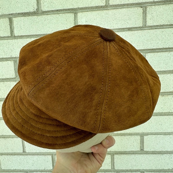 Goorin Bros Mont Calm suede leather USA 8 panel gatsby flatcap cap hat Small - Picture 2 of 6
